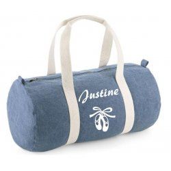 Sac polochon denim prénom +...