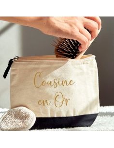 Trousse évasée cousine en or 2