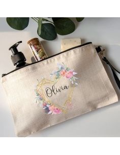 Trousse fleurs et prénom