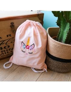 Sac gym coton brodé licorne