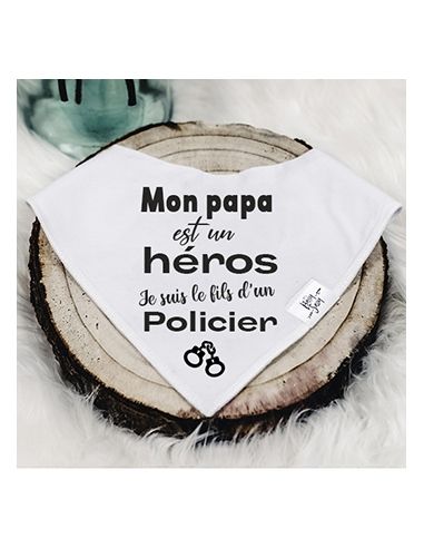 Bavoir bandana mon papa est un héros je suis le fils d'un policier