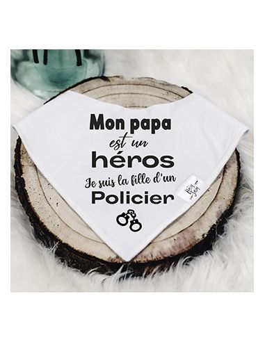 Bavoir bandana mon papa est un héros je suis la fille d'un policier