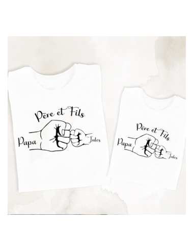 Duo t-shirt père et fils poings
