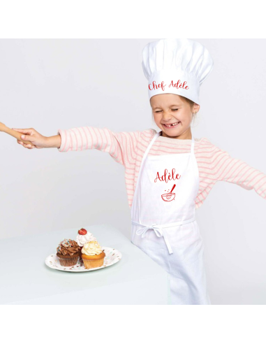 Kit toque et tablier de cuisine enfant personnalisé