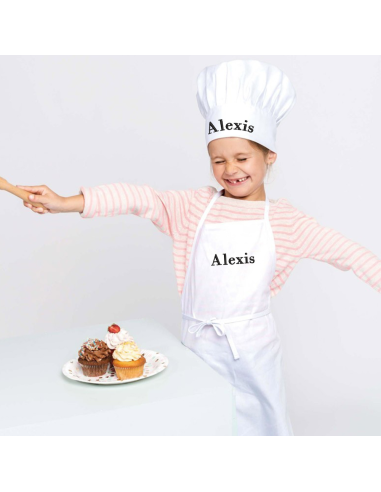 Kit toque et tablier de cuisine enfant personnalisé brodé