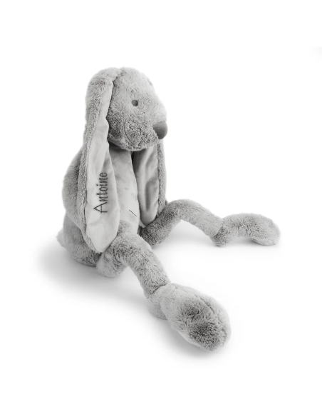 Peluche Happy Horse lapin brodée couleur gris