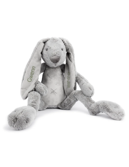 Peluche Happy Horse lapin brodée couleur gris