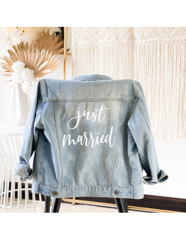 Veste en jeans personnalisée Just Married - La folie du personnalisé