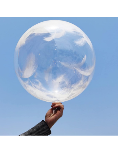 Ballon bulle transparent plumes - La folie du personnalisé