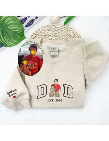 Sweat Dad ou Papa brodé avec votre photo en couleur