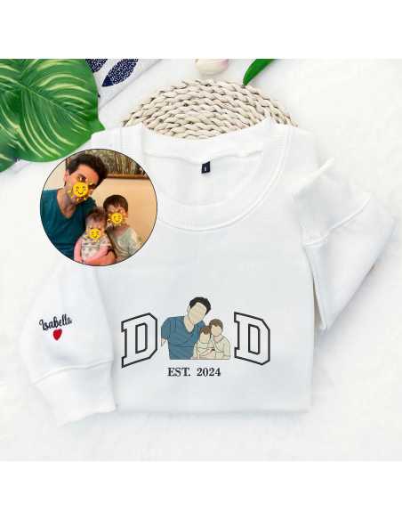 Sweat Dad ou Papa brodé avec votre photo en couleur