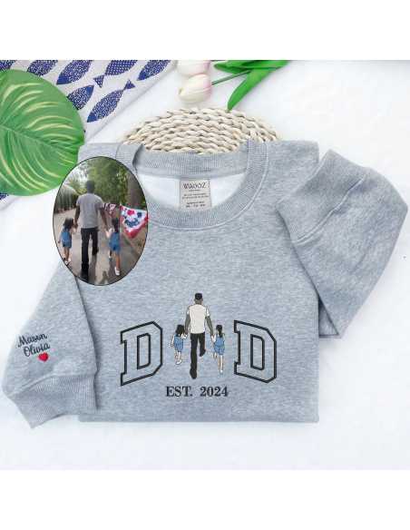 Sweat Dad ou Papa brodé avec votre photo en couleur