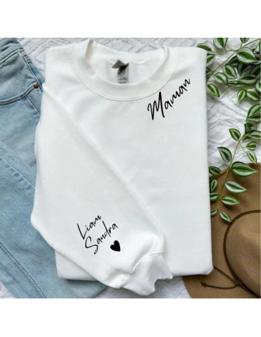 Sweat personnalisé maman + prénom des enfants - La folie du personnalisé