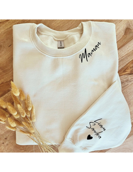 Sweat personnalisé maman + prénom des enfants - La folie du personnalisé