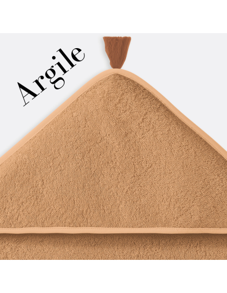 Cape de bain coton bio brodée prénom initiale fleurie