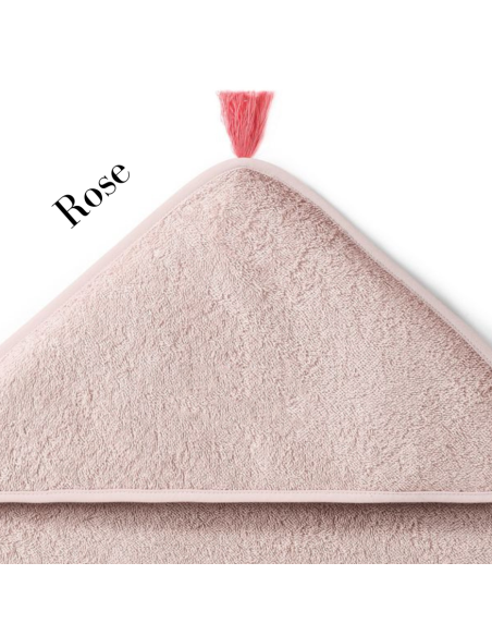 Cape de bain coton bio brodée prénom initiale fleurie