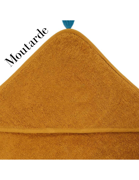 Cape de bain coton bio brodée prénom initiale fleurie
