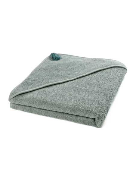 Cape de bain coton bio brodée prénom initiale fleurie