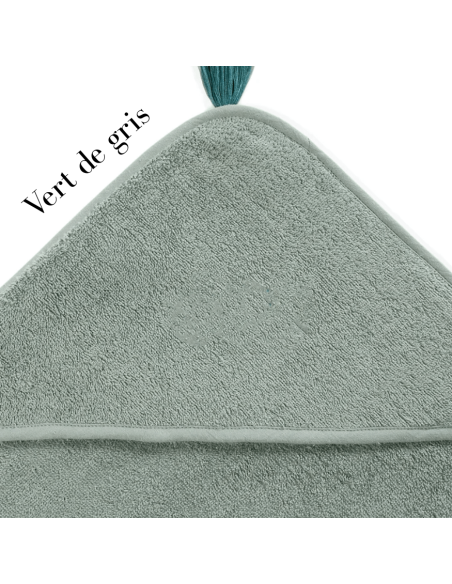 Cape de bain coton bio brodée prénom initiale fleurie
