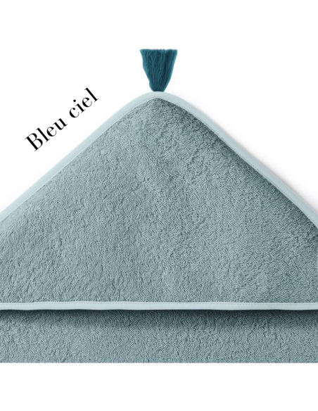 Cape de bain coton bio brodée prénom initiale fleurie