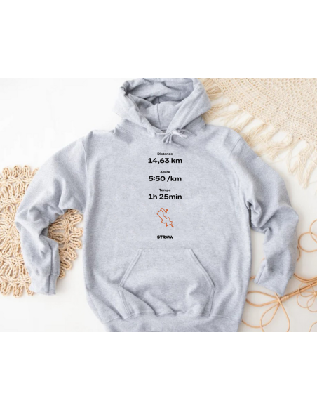 Votre performance Strava personnalisée sur sweat - La folie du personnalisé