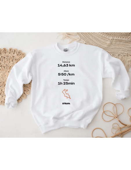 Votre performance Strava personnalisée sur sweat - La folie du personnalisé