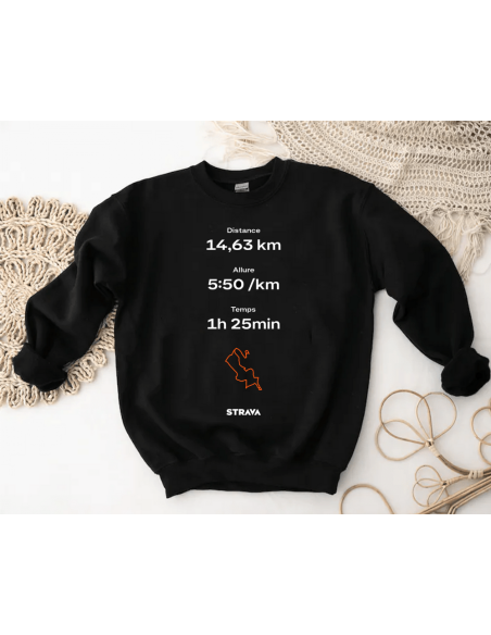 Votre performance Strava personnalisée sur sweat - La folie du personnalisé