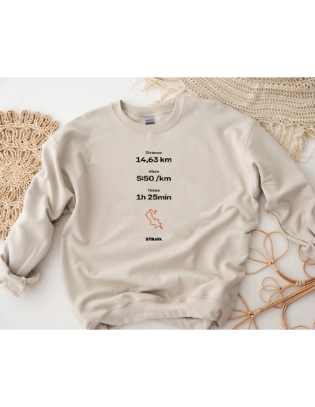 Votre performance Strava personnalisée sur sweat - La folie du personnalisé