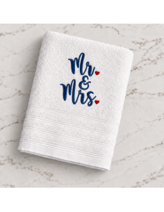Serviette brodée Mr & Mrs
