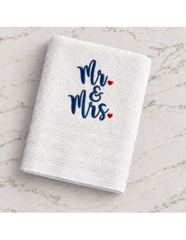 Serviette brodée Mr & Mrs