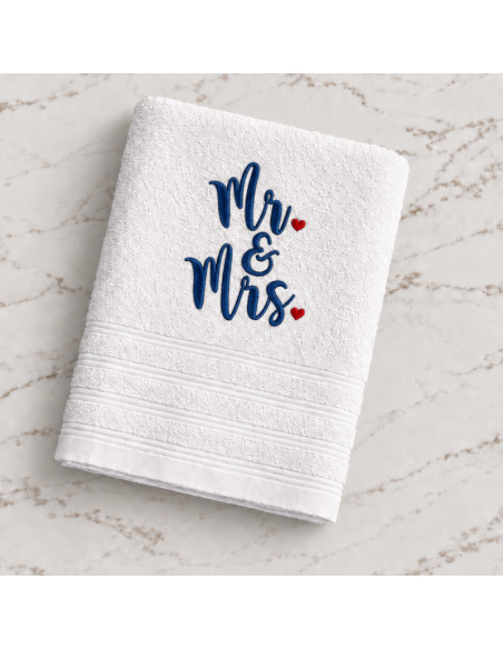 Serviette brodée Mr & Mrs