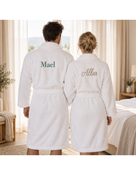 Peignoir éponge adulte brodé  prénom