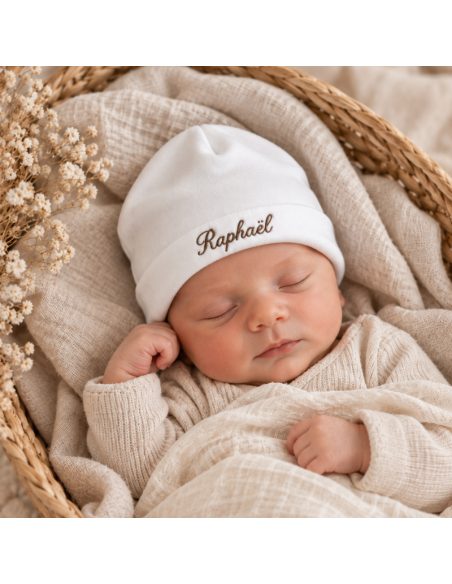 Bonnet de naissance personnalisé prénom - La folie du personnalisé